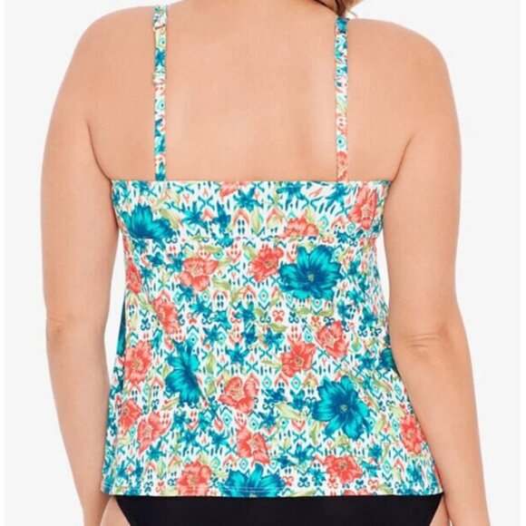 Swim Solutions Simply Sweet Tie Front Tummy-Control Tankini Top Size 10 NWT $72 - Picture 2 of 12
